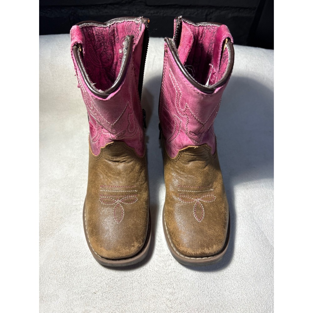Shyanne Girls Brown and Pink Western Cowboy Boots Style 43920 T Size 8D